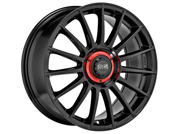 OZ SUPERTUR EVOLUZIONE GLOSS BLACK + RED LETTERING 19X8,5 112,00X5 ET30