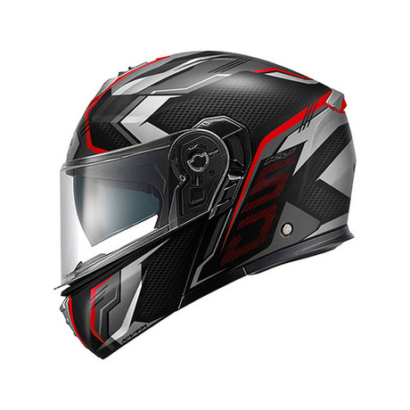MOTORISTIČNA PREKLOPNA ČELADA KAPPA - ČRNO RDEČA (XL)